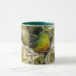 Caneca Euphonia Olivada De Aves Tropicais