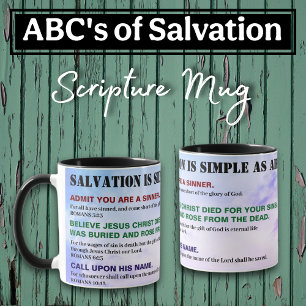 Caneca Evangelho ABC da Salvação Cristã Bíblia KJV