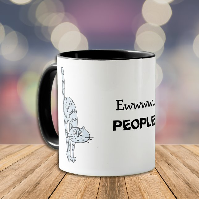 Caneca Ewwww...PePeople Blue Cat Coffee Mug (Criador carregado)