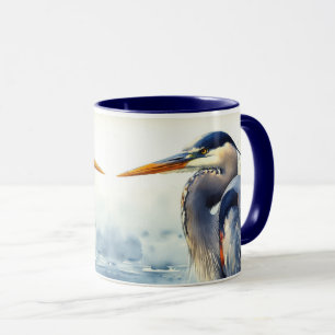 Caneca Excelente de aquarela original - Pássaro Azul