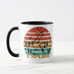 Caneca explorar caminhadas de aventura