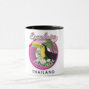 Caneca explorar logotipo de viagem Banguecoque indonésia
