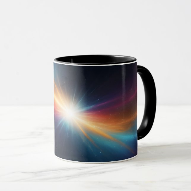 Caneca Explosão Cósmica Abstrata de Supernova Vibrante (Frente Esquerda)