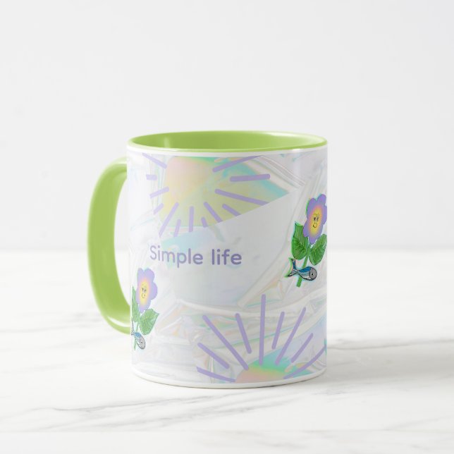 Caneca Expressionismo aparenta: Simples vida traz dias fe (Frente Esquerda)