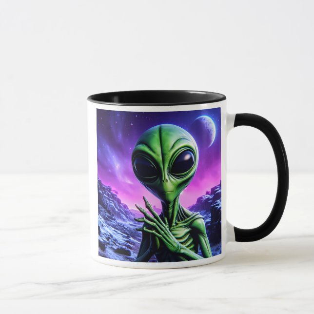 Caneca Extraterrestre énigmatique sous un ciel cosmique. (Direita)