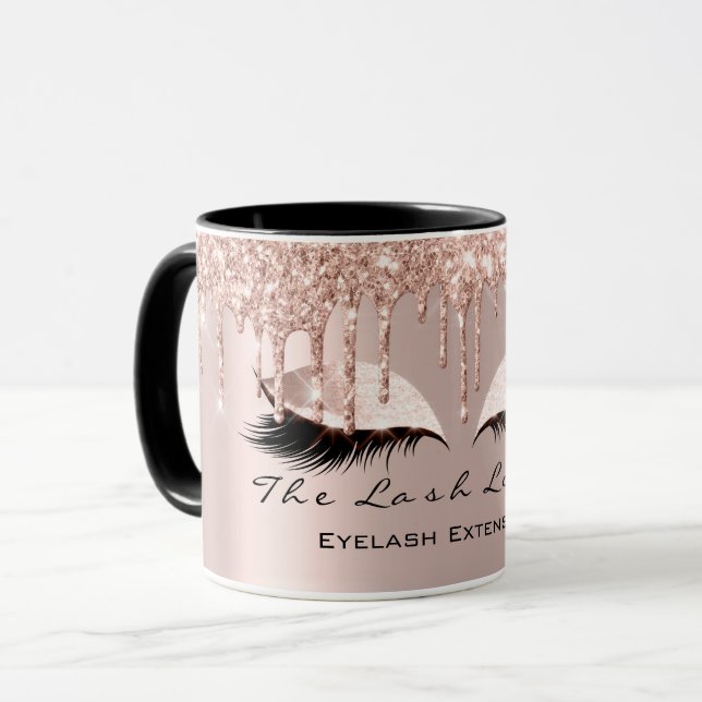 Caneca Eyelash Extenção Beauty Studio Rosa Spark Glitter (Frente Esquerda)