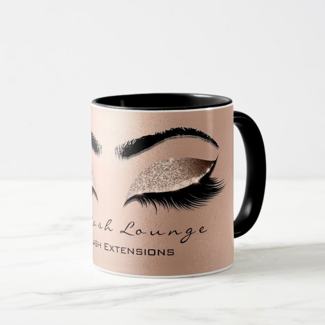 Caneca Eyelash Extenção Beauty Studio Rosa Wax Glitter (Frente Esquerda)