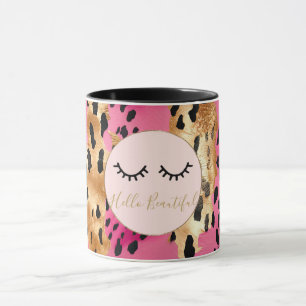 Caneca Eyelashes Girassol Rosa Glam Negro Leopardo Dourad