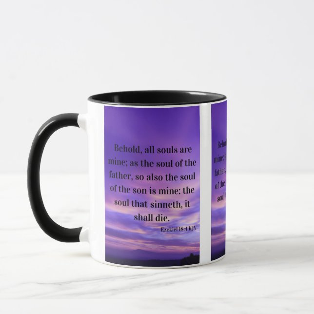 Caneca Ezekiel 18:4 KJV - Escritura De Bíblia Pic De Dois (Esquerda)