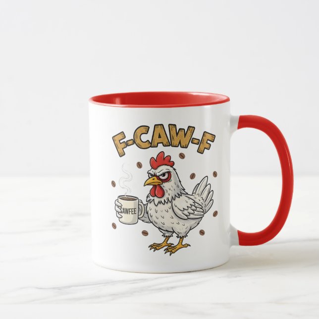 Caneca F-CAW-F Coffee Lover Chicken, Funny FCAWF Bird (Direita)