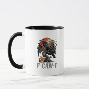 Caneca F-Caw-F Corvo Gótico Engraçado Pássaro Corvo Hallo