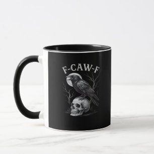 Caneca F-Caw-F Corvo Pássaro Retro Vintage Gótico Lua F-C