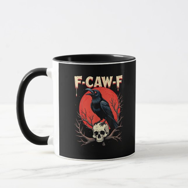 Caneca F-Caw-F Crow Funny Gothic Raven Humor Style (Esquerda)