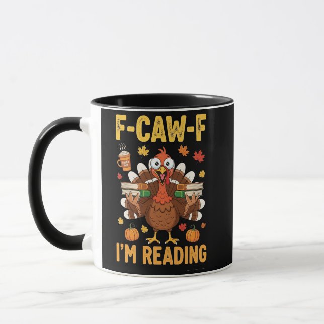 Caneca F-Caw-F Estou Lendo Livros Turcos Ação de Graças (Esquerda)