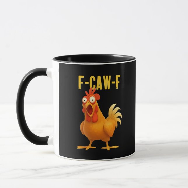 Caneca F Caw F Funny Chicken Meme Trendy Modern Style (Esquerda)