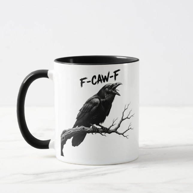Caneca F-Caw-F Funny crow Humor F-Caw-F Quote Rooster  (Esquerda)
