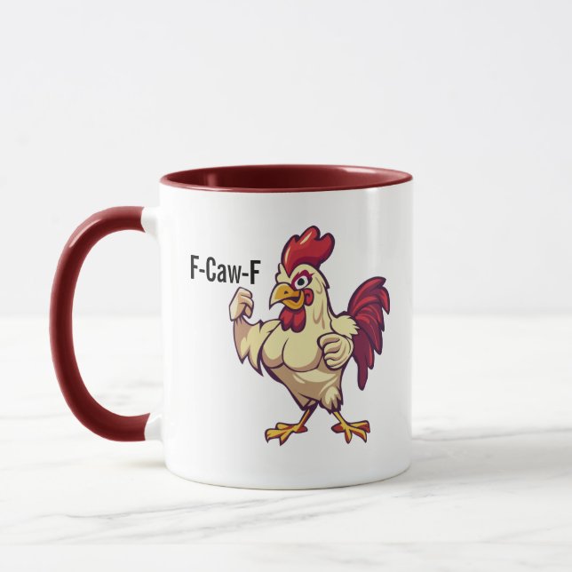 Caneca F-Caw-F Galo Engraçado Flexione Suas Penas (Esquerda)
