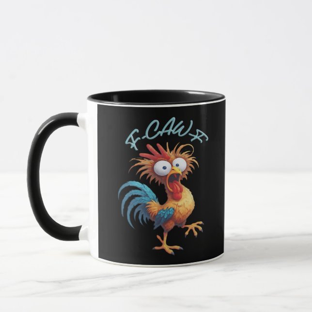 Caneca F Caw F Humor de Galinha Estilo Retro (Esquerda)