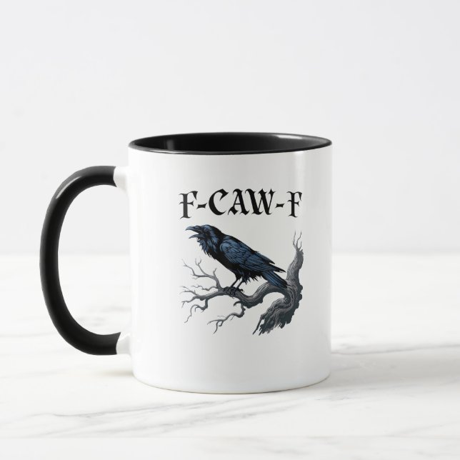 Caneca F-Caw-F Pássaro Engraçado Corvo (Esquerda)