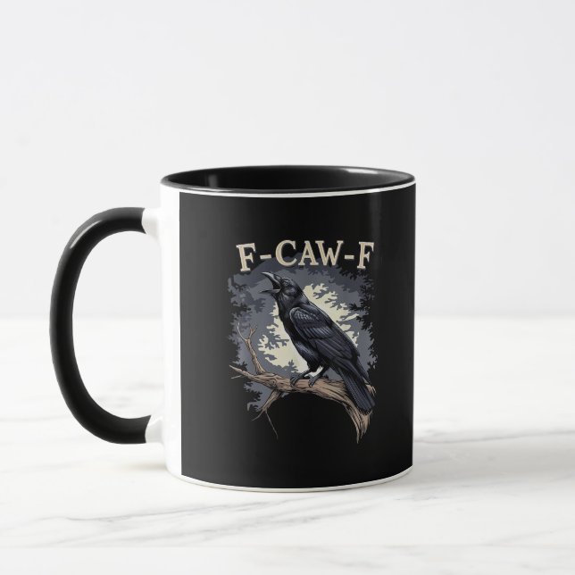 Caneca F Caw F Pássaro Engraçado Corvo Design Casual Cria (Esquerda)