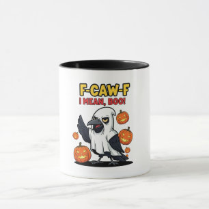 Caneca F-Caw-F Quero Dizer Boo Engraçada Maldita Caveira
