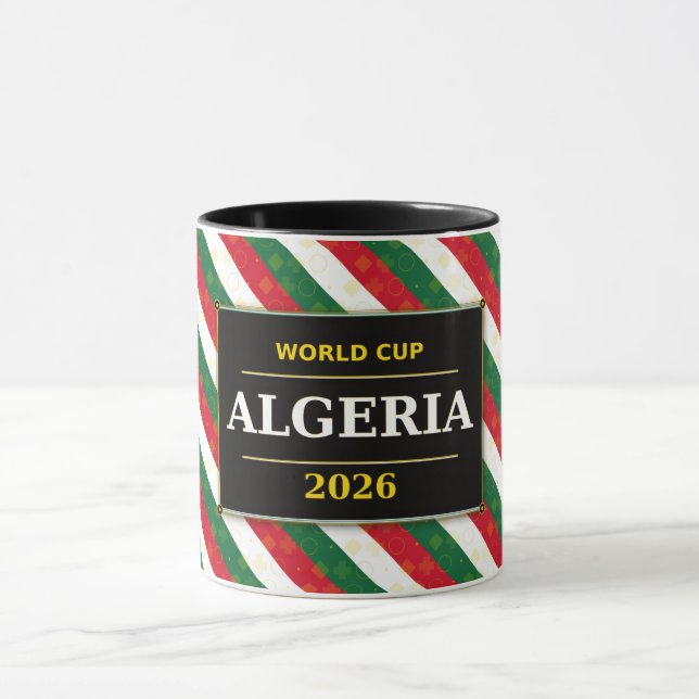 Caneca Fã de Futebol da Argélia 2026 com Padrões Incrívei (Centro)