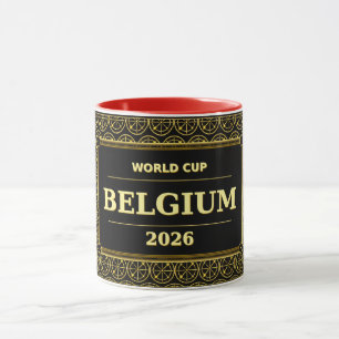 Caneca Fã de Futebol da Bélgica 2026 Luxo Preto e Dourado