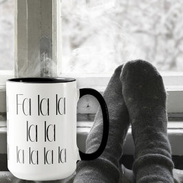 Caneca Fa La La Black E White Holidy Season Mug