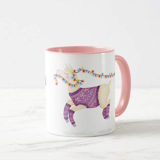 Caneca Fa-la-la-la-llama cute Christmas mug (Frente Esquerda)