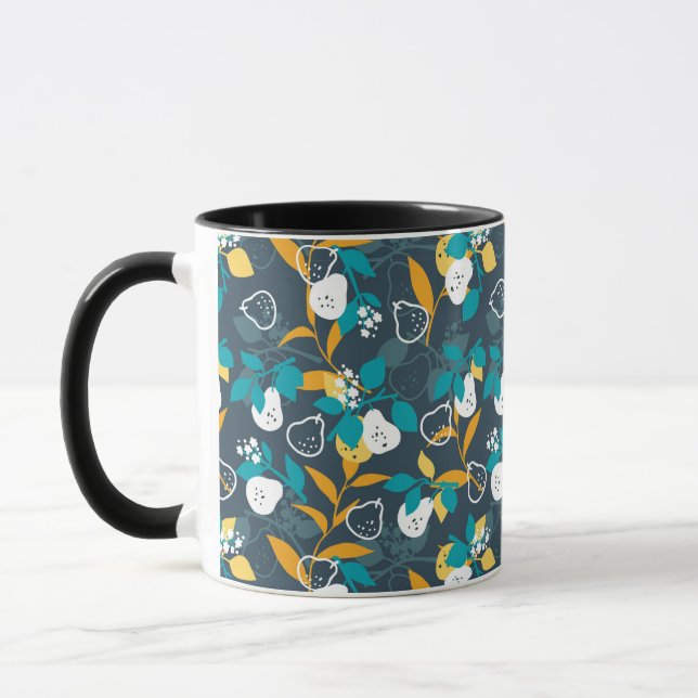 Caneca Fábrica de Fruta de pera em padrão de cor preta (Esquerda)