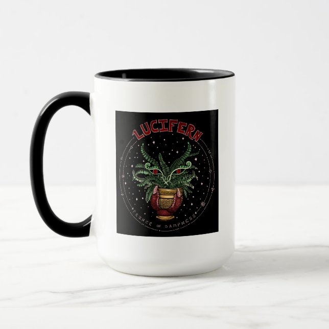 Caneca Fábrica Negra Engraçada | Lucifern Halloween Decor (Esquerda)
