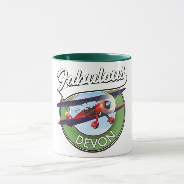Caneca Fabuloso adesivo de viagem Devon. (Centro)
