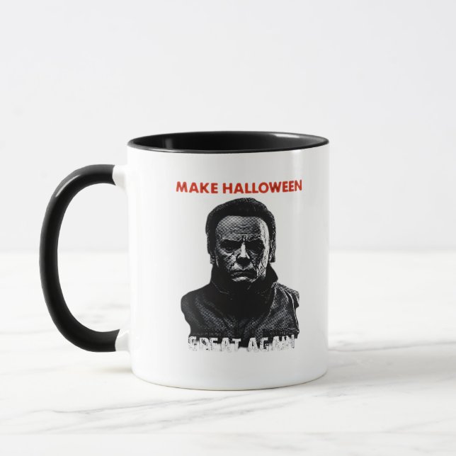 Caneca Faça Excelente De Halloween De Novo - Assustador H (Esquerda)