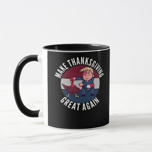 Caneca Faça o Excelente de Ação de Graças novamente Trump (Esquerda)