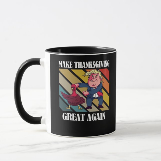 Caneca Faça o Excelente de Ação de Graças novamente Trump (Esquerda)