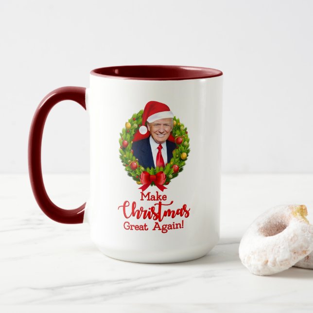 Caneca Faça o Excelente de Natal de novo Trump MAGA prese (Com Donut)