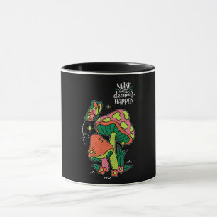Caneca Faça os sonhos acontecerem Cogumelos Coloridos B