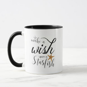 Caneca Faça um desejo em cima de uma estrela do mar