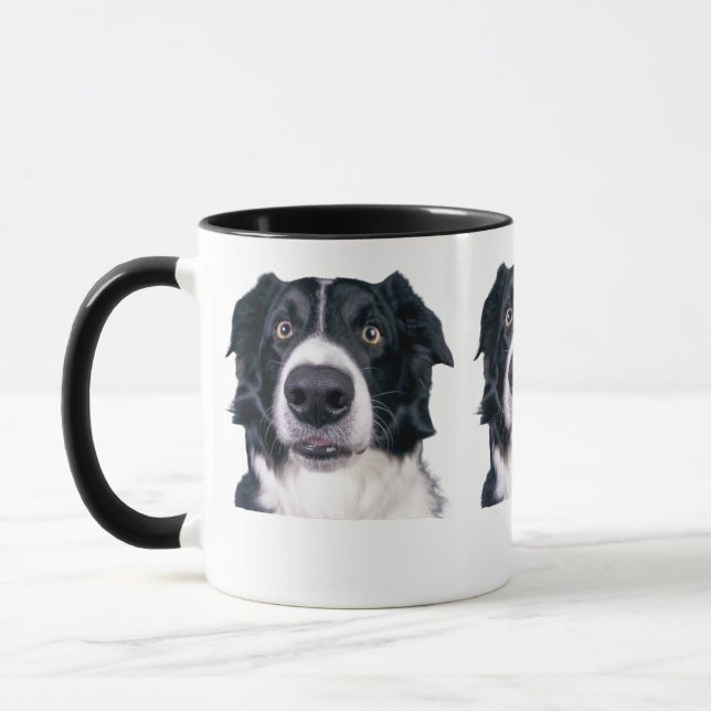 Caneca Face de Cachorro Preto e Branco (Esquerda)