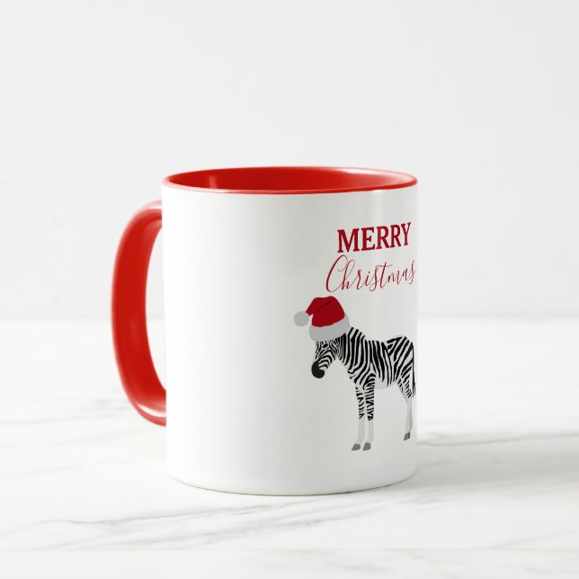 Caneca Fácil de Zebra Natal com Papai Noel (Frente Esquerda)