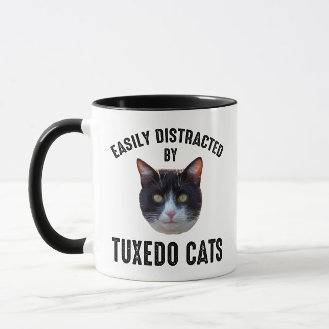 Caneca Fácil Distração Por Gatos Tuxedo (Esquerda)