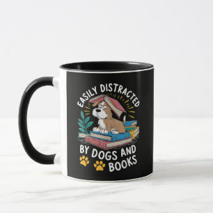 Caneca Facilmente Distraído por Cães e Livros Pets Divert