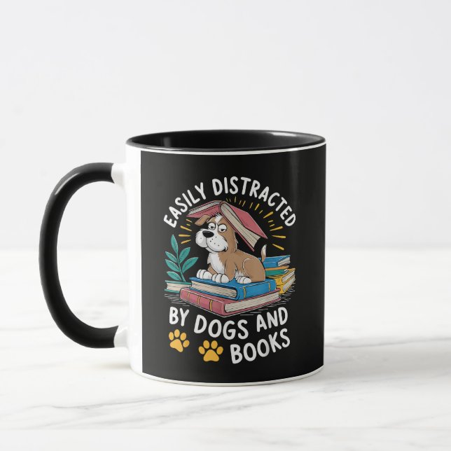 Caneca Facilmente Distraído por Cães e Livros Pets Divert (Esquerda)