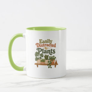 Caneca Facilmente Distraído por Plantas Fofo Casa Boho