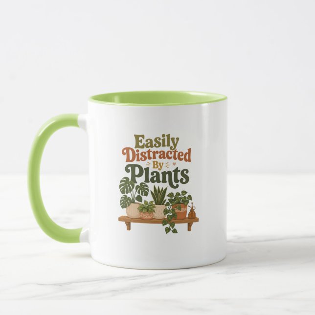 Caneca Facilmente Distraído por Plantas Fofo Casa Boho (Esquerda)