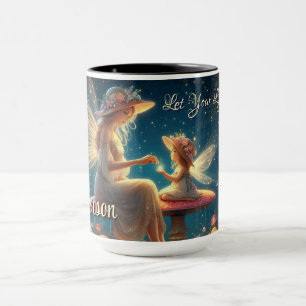 Caneca Fada Branca Personalizada Mãe e Filha