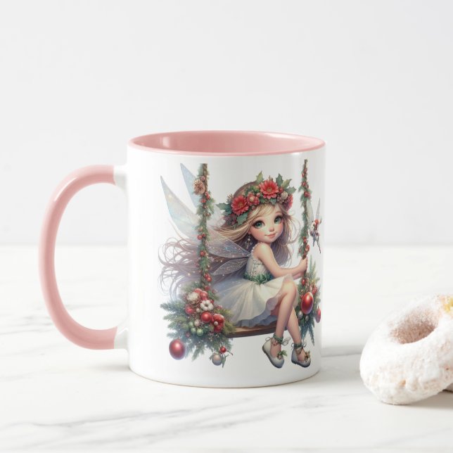 Caneca Fada de Natal com Aquarela | Fesiday Mug (Com Donut)