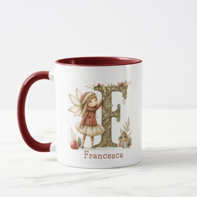 Caneca Fada de Natal Fácil Personalizada, Fada Inicial (Esquerda)