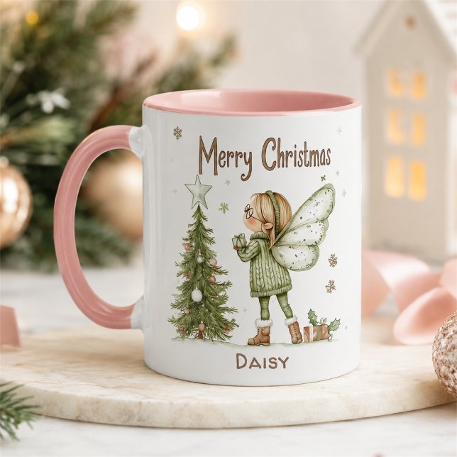 Caneca Fada de Natal Personalizada e Árvore de Natal Fofo (Criador carregado)