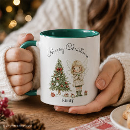 Caneca Fada e Árvore de Natal Personalizados Presente